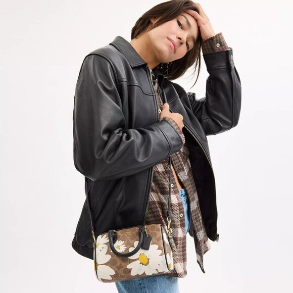 NWT 🌸 Coach Mini Rowan Crossbody Bag In Signature Canvas With Floral Print - Picture 2 of 11